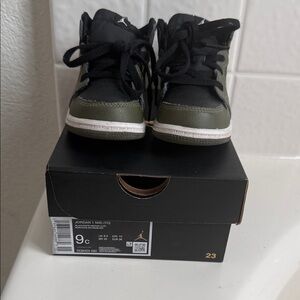 Jordan Kids Black and Olive Sneakers